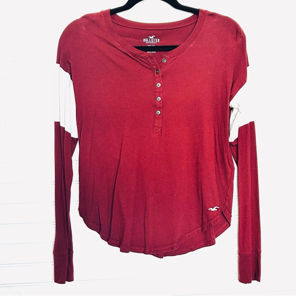 Hollister Long Sleeve Easy Tee Baseball stripe sleeve